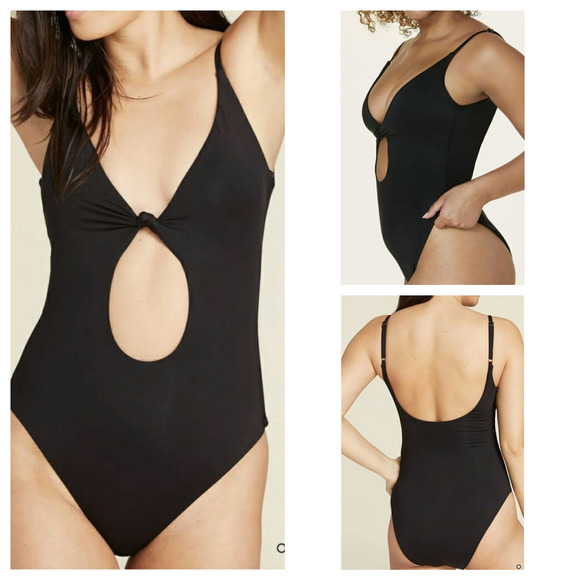 Andie The Santorini Black One Piece Keyhole Cutout Adjustable Size M New - Picture 1 of 10